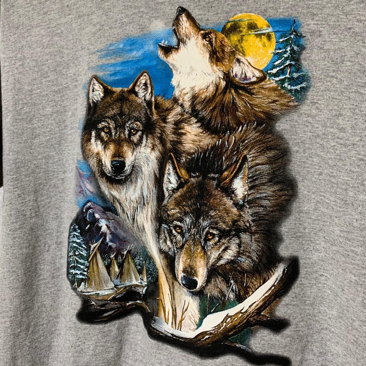 Vintage Wolf Print T-Shirt Y2K