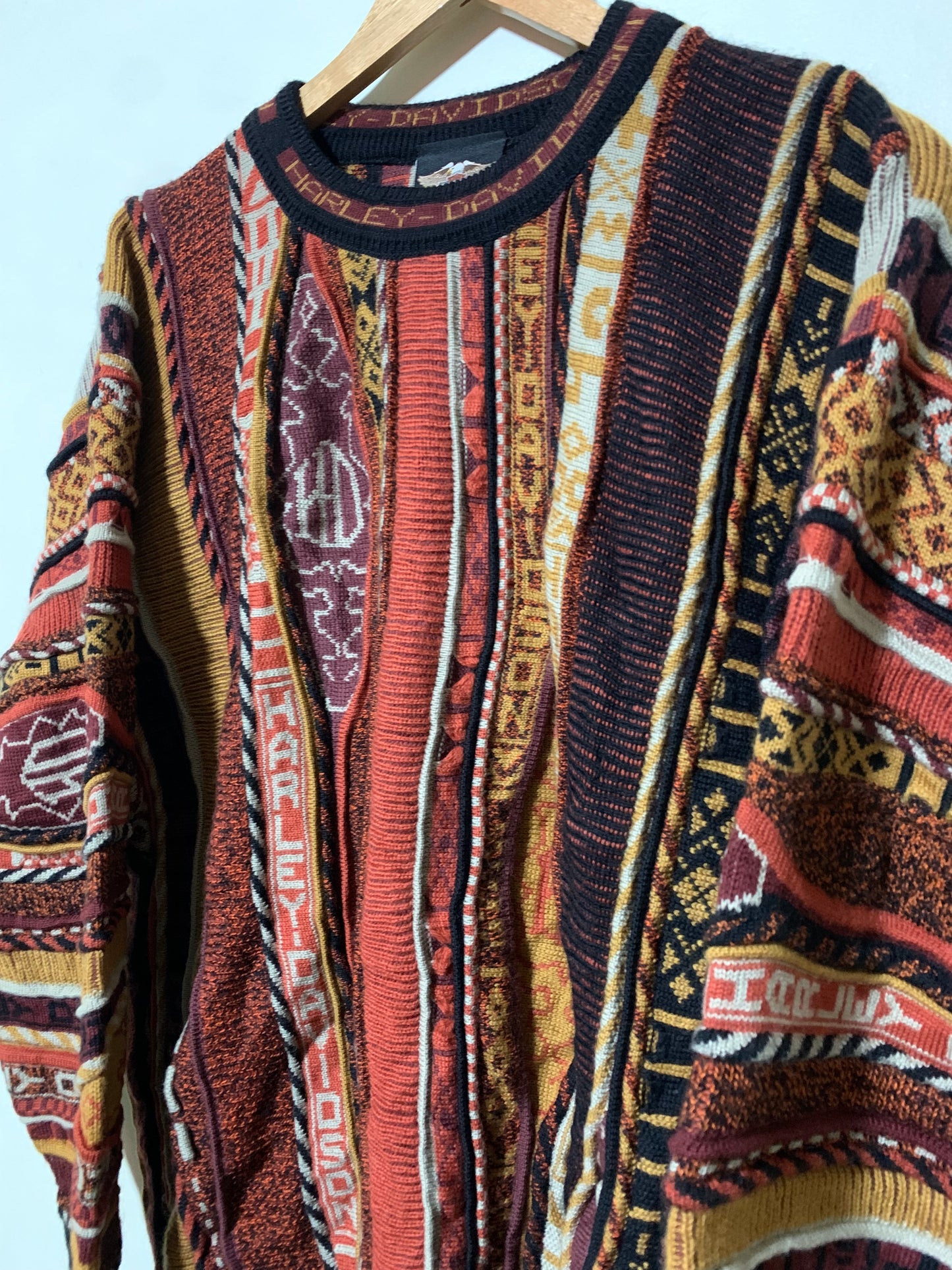 Vintage Harley Davidson Coogi Style Sweater 90’s MEDIUM