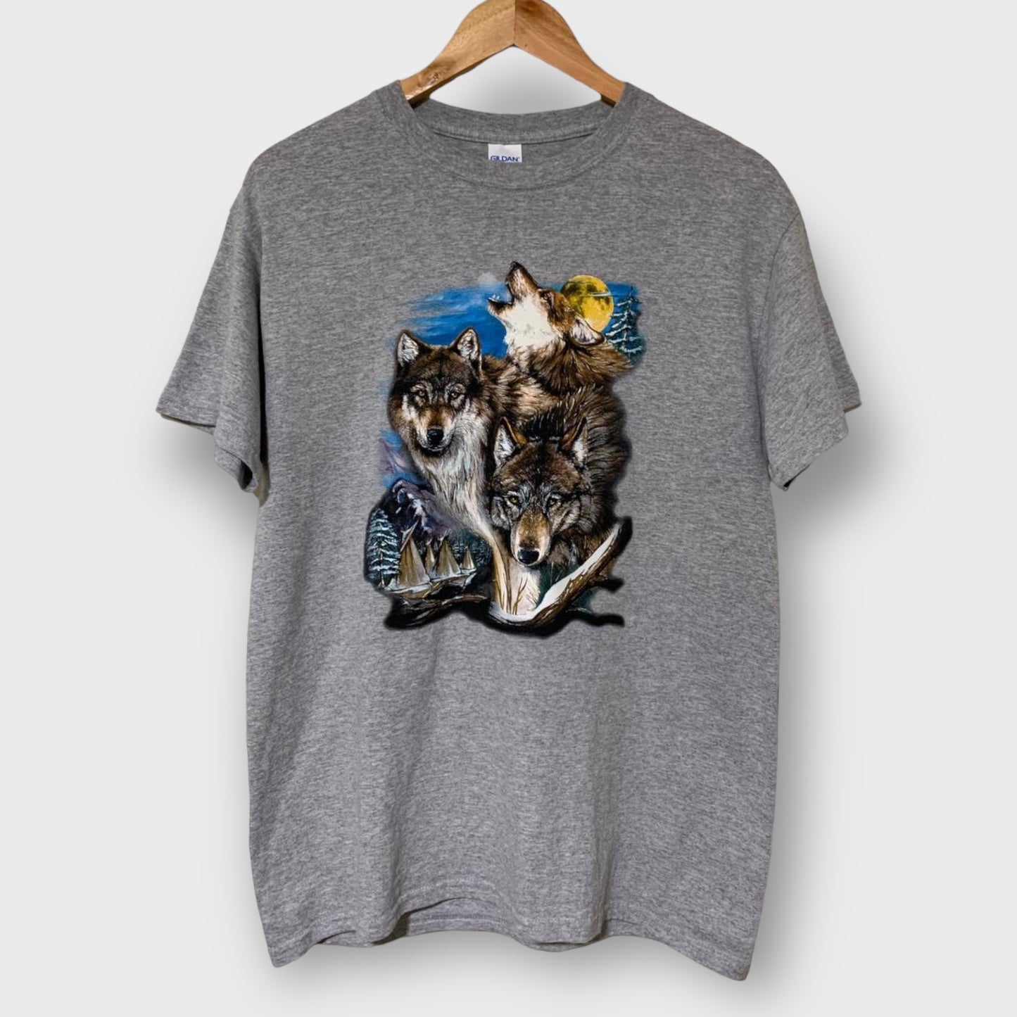 Vintage Wolf Print T-Shirt Y2K